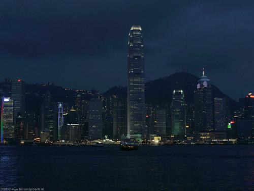 wallpaper: Skyline bij nacht, Hong Kong