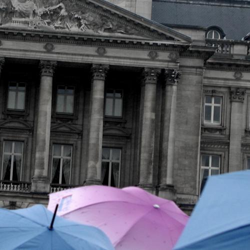 Photograph:  'Umbrellas and pillars'